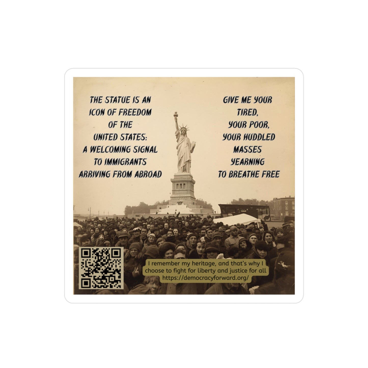 Vinyl Decal Stickers - Statue of Liberty, Immigrant Rights and American Heritage Inspirational Design