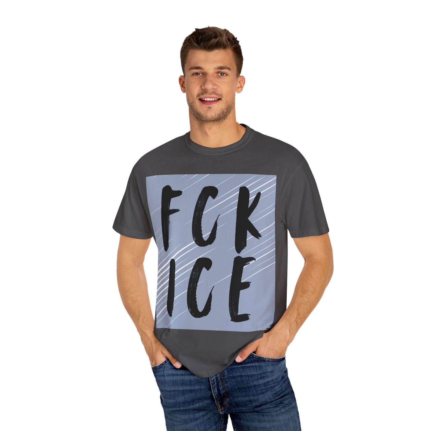 FCK ICE Unisex Garment-Dyed T-shirt, Casual Graphic Tee, Streetwear, Unique Gift, Everyday Wear, Cool Summer Style