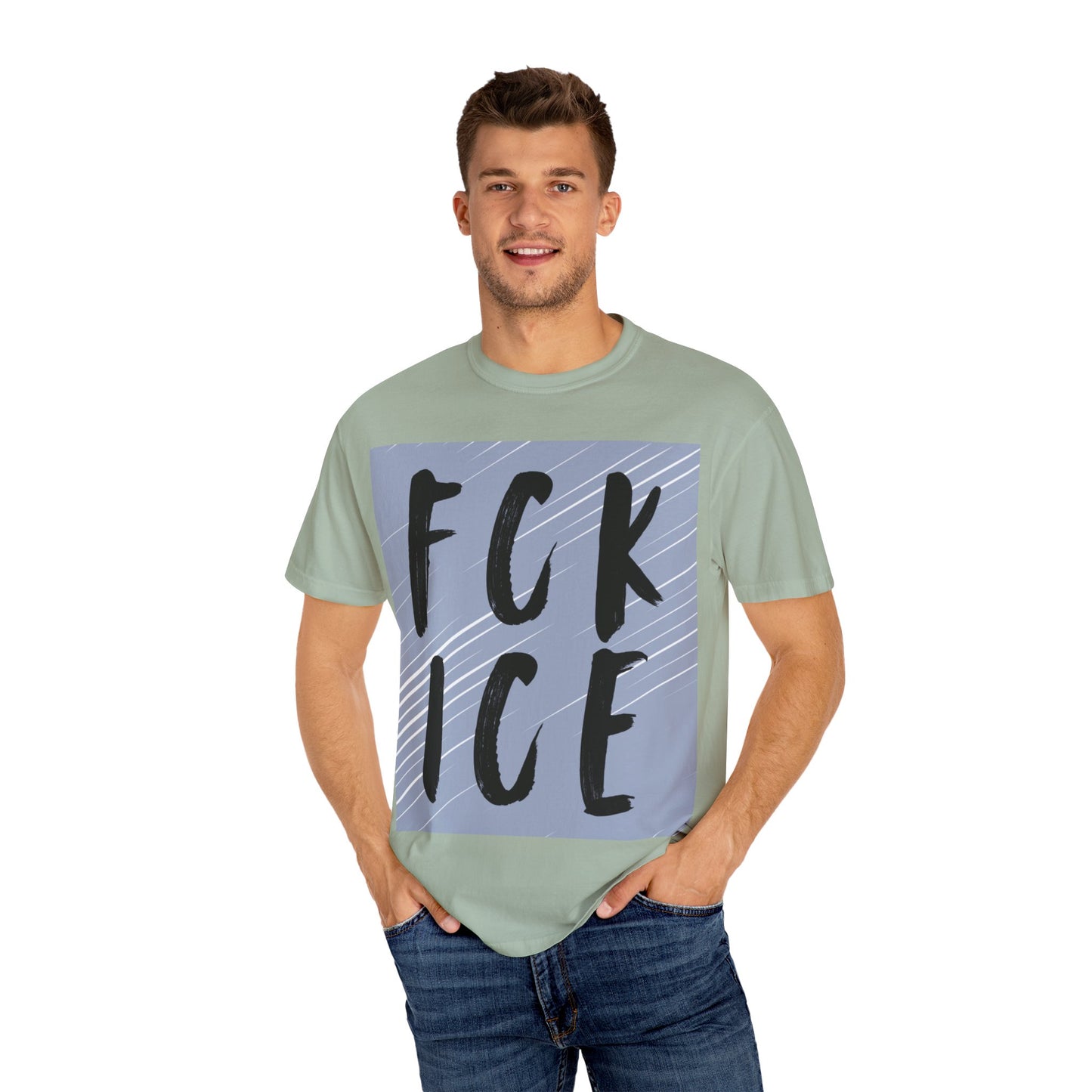 FCK ICE Unisex Garment-Dyed T-shirt, Casual Graphic Tee, Streetwear, Unique Gift, Everyday Wear, Cool Summer Style