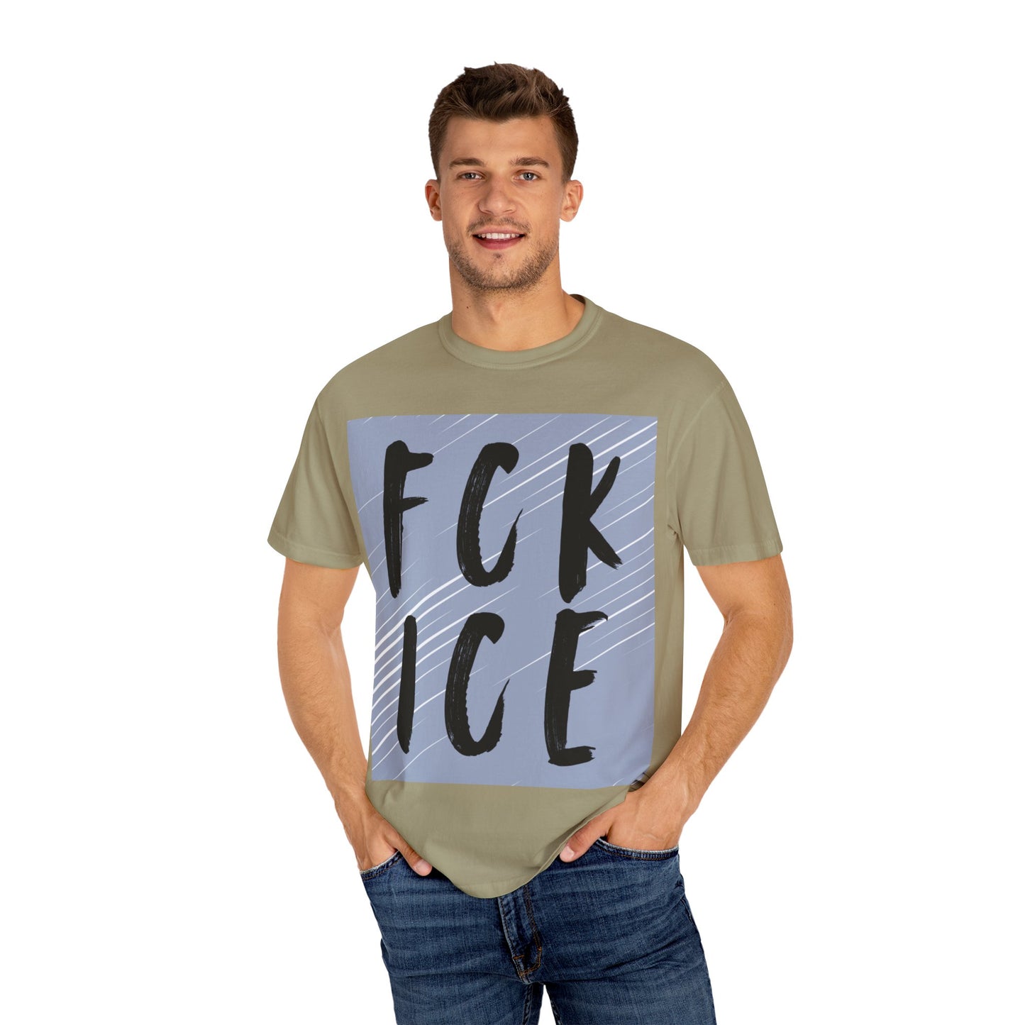 FCK ICE Unisex Garment-Dyed T-shirt, Casual Graphic Tee, Streetwear, Unique Gift, Everyday Wear, Cool Summer Style
