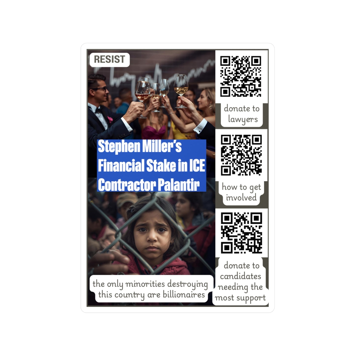 Vinyl Decal Sticker - Protect Immigrant Communities and Stop ICE Funding