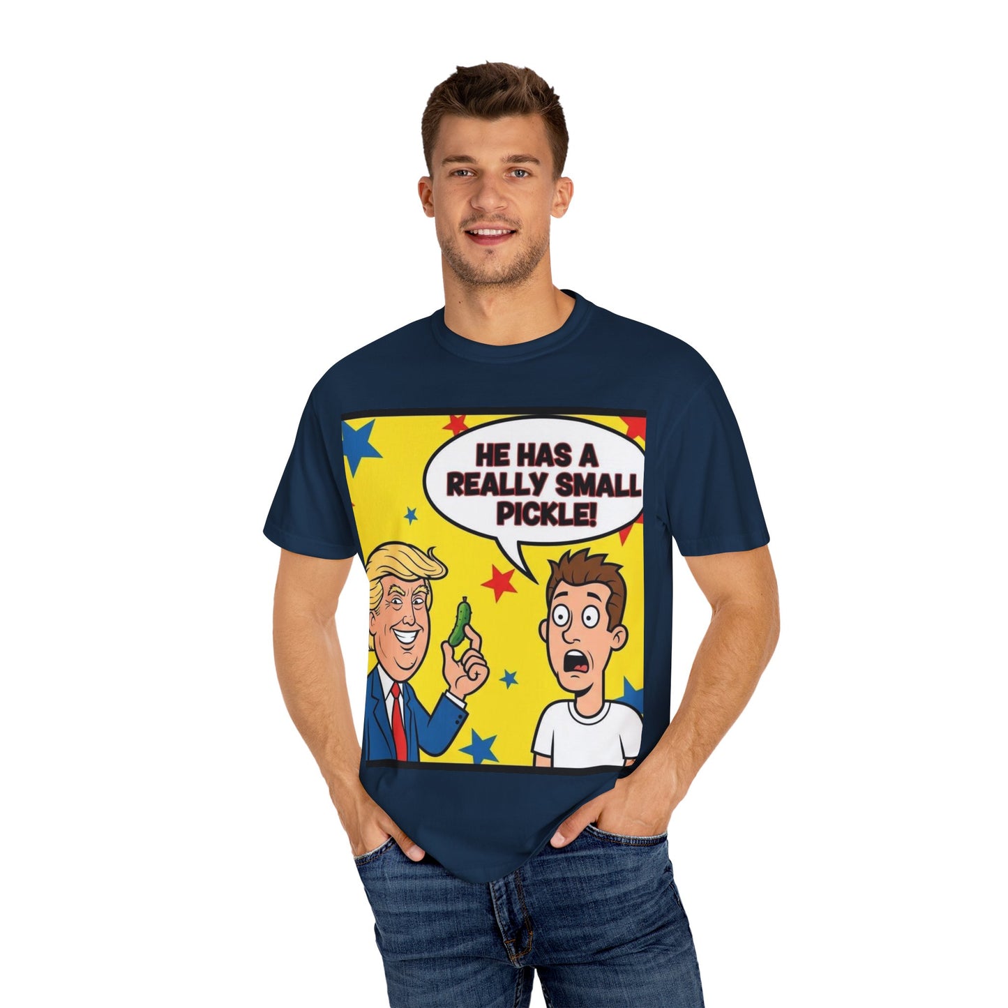 Humorous Political T-shirt: 'He Has a Really Small Pickle', Funny Gift, Unisex Tee for Parties, Elections, Political Events