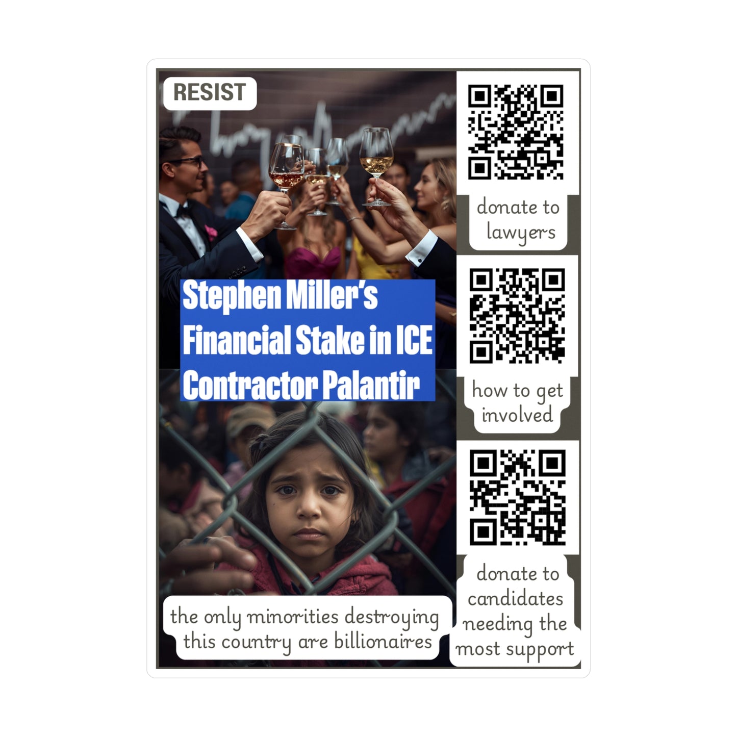 Vinyl Decal Sticker - Protect Immigrant Communities and Stop ICE Funding