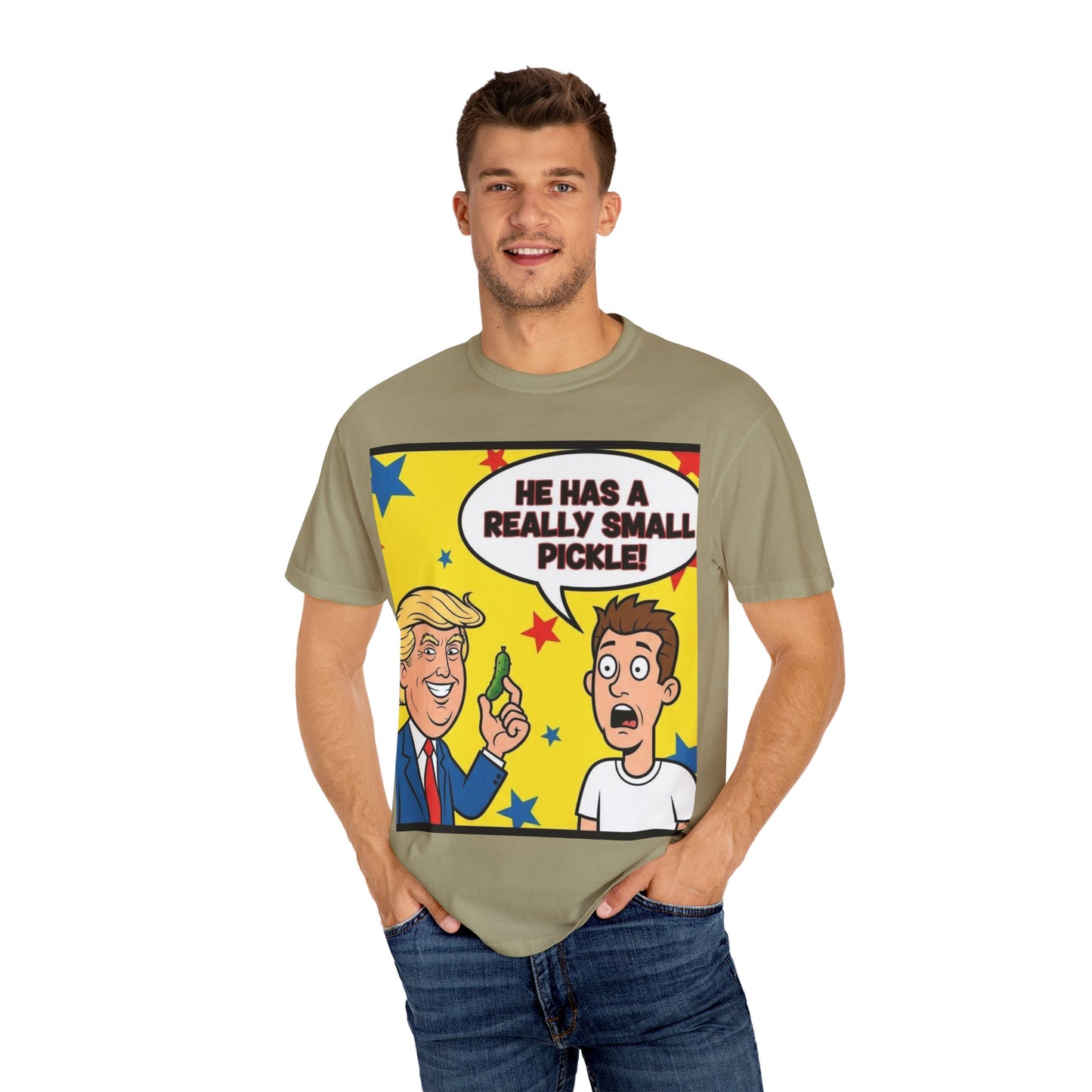 Humorous Political T-shirt: 'He Has a Really Small Pickle', Funny Gift, Unisex Tee for Parties, Elections, Political Events