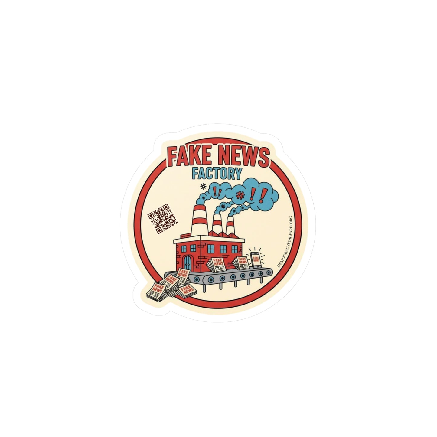 Fake News Factory Kiss-Cut Vinyl Decals | Trendy Stickers for Laptops, Water Bottles, Journals, Car Decor, Gift Ideas