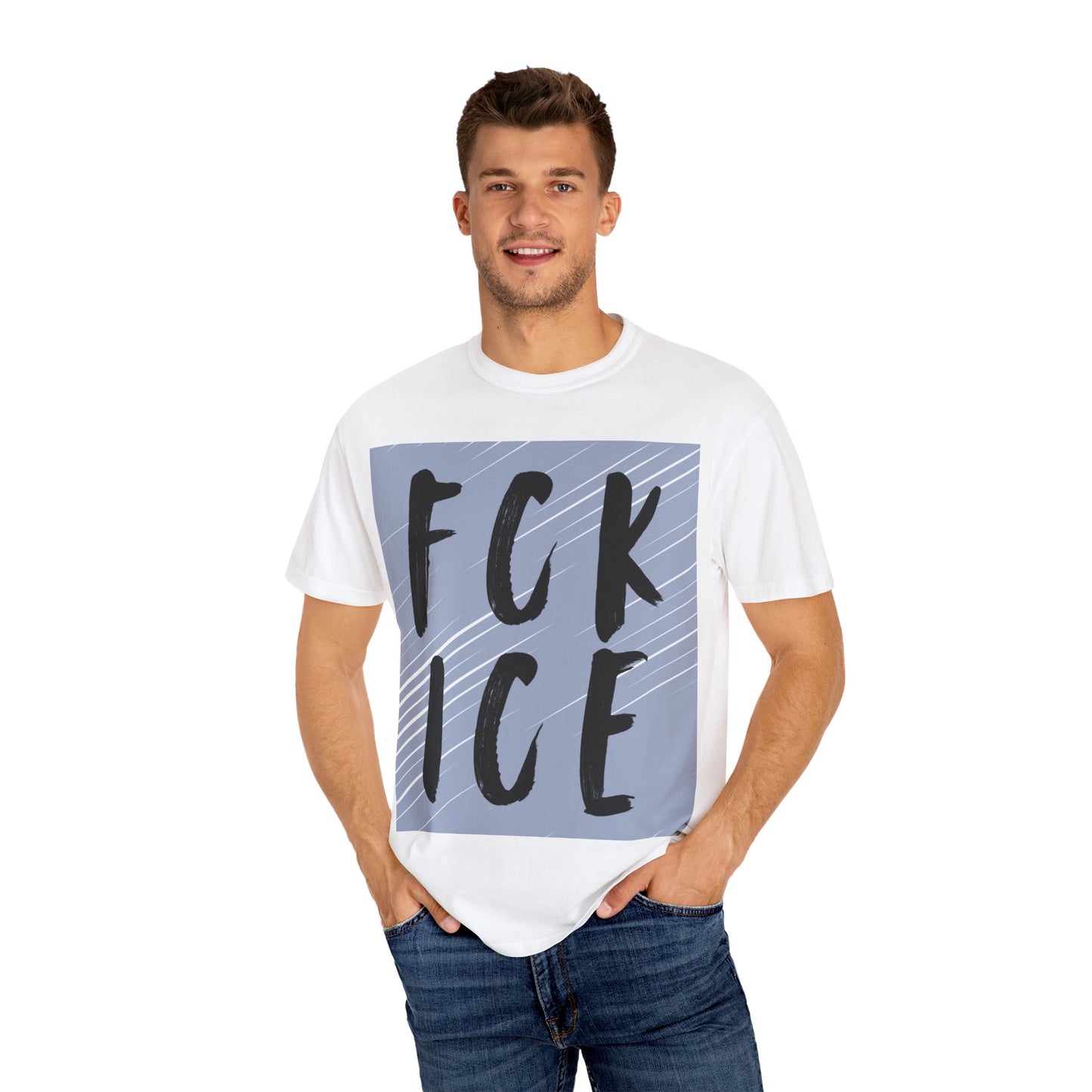 FCK ICE Unisex Garment-Dyed T-shirt, Casual Graphic Tee, Streetwear, Unique Gift, Everyday Wear, Cool Summer Style