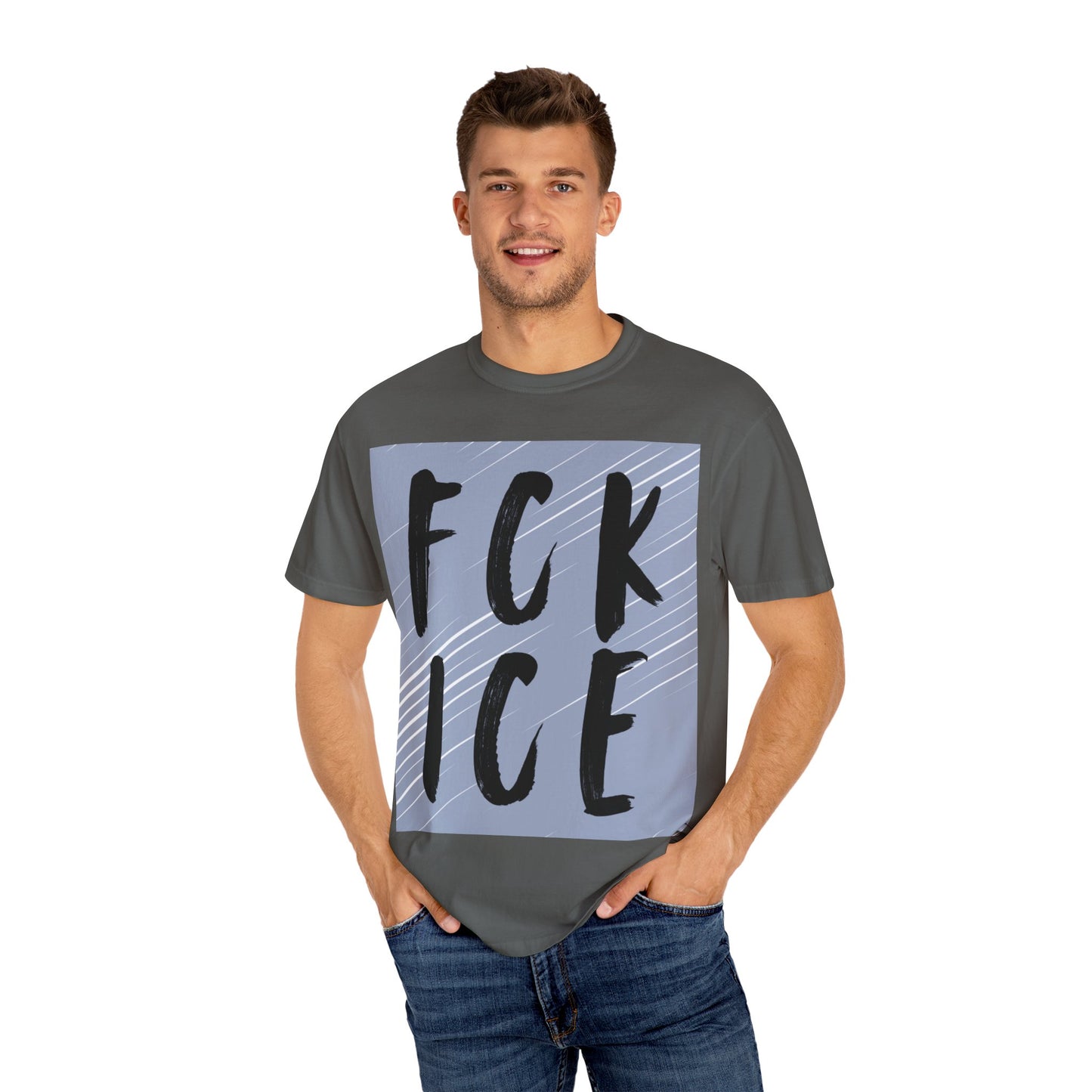 FCK ICE Unisex Garment-Dyed T-shirt, Casual Graphic Tee, Streetwear, Unique Gift, Everyday Wear, Cool Summer Style