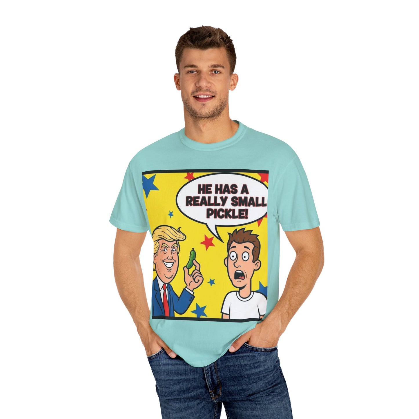 Humorous Political T-shirt: 'He Has a Really Small Pickle', Funny Gift, Unisex Tee for Parties, Elections, Political Events