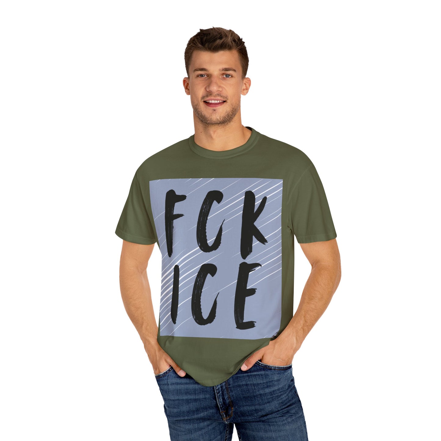 FCK ICE Unisex Garment-Dyed T-shirt, Casual Graphic Tee, Streetwear, Unique Gift, Everyday Wear, Cool Summer Style
