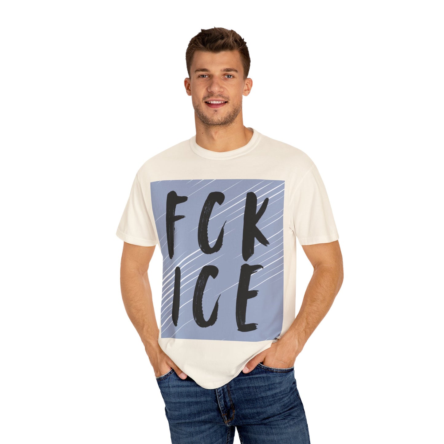 FCK ICE Unisex Garment-Dyed T-shirt, Casual Graphic Tee, Streetwear, Unique Gift, Everyday Wear, Cool Summer Style