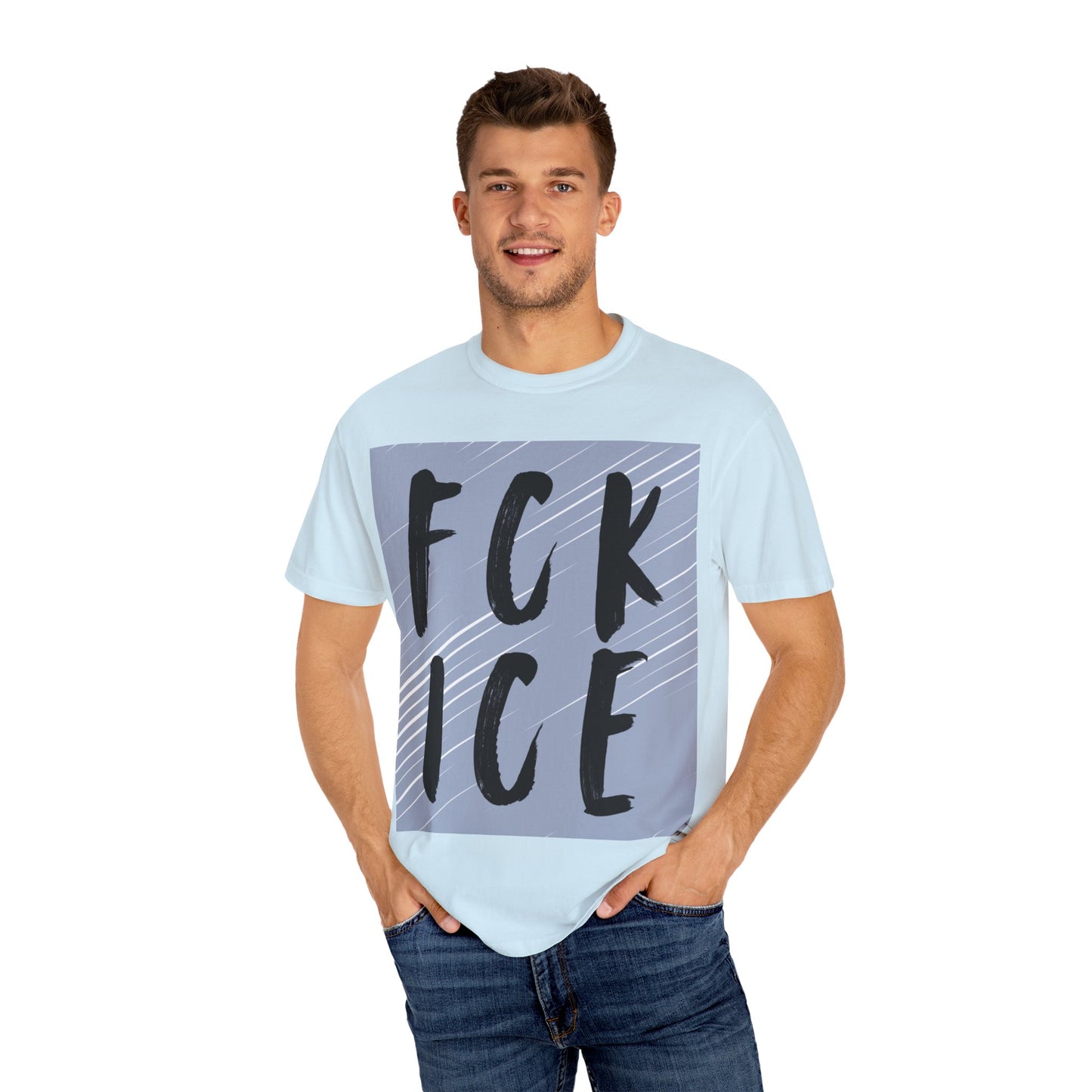 FCK ICE Unisex Garment-Dyed T-shirt, Casual Graphic Tee, Streetwear, Unique Gift, Everyday Wear, Cool Summer Style