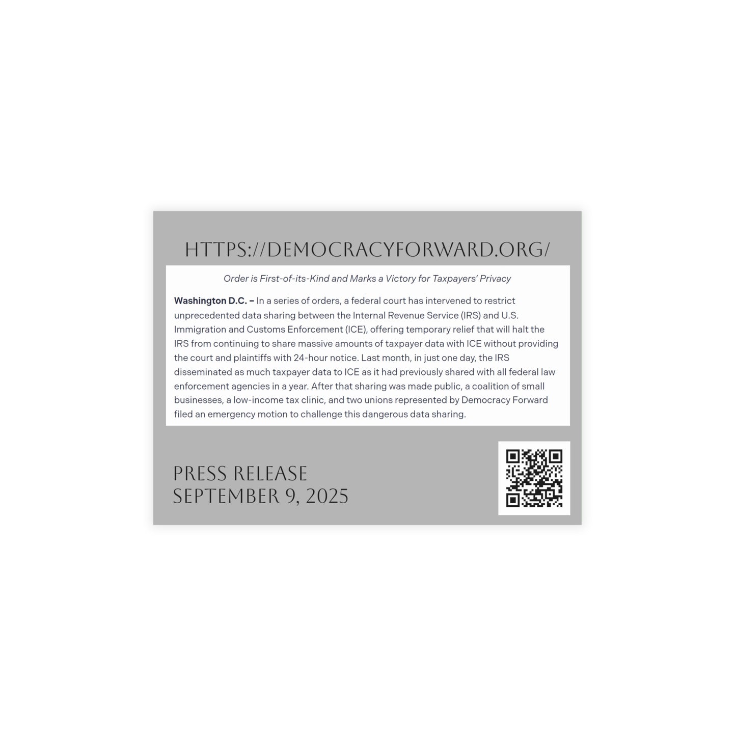 Taxpayer Privacy Postcards, Political Activism Stationery, Fundraiser Mailers, Eco-Friendly Postcards