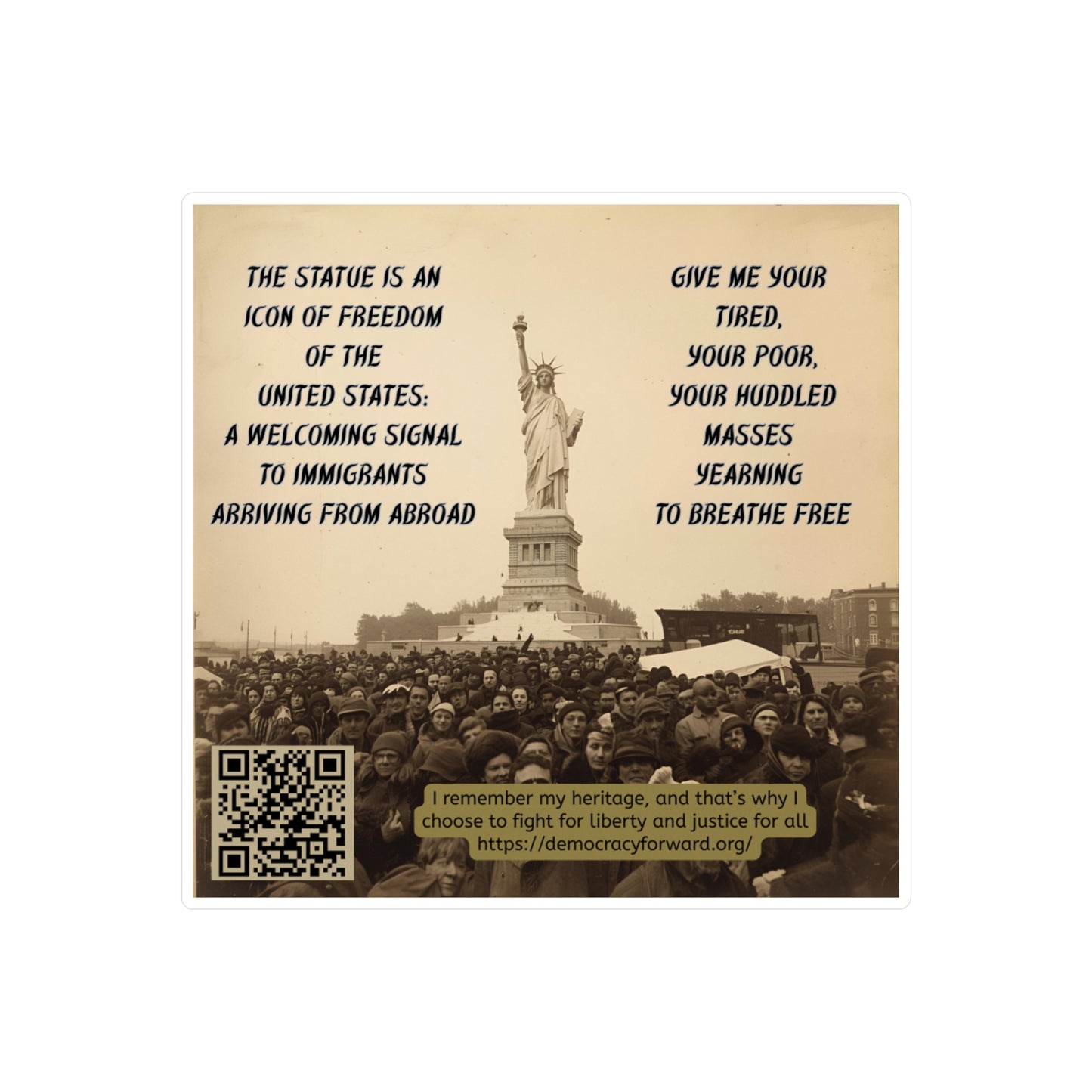 Vinyl Decal Stickers - Statue of Liberty, Immigrant Rights and American Heritage Inspirational Design