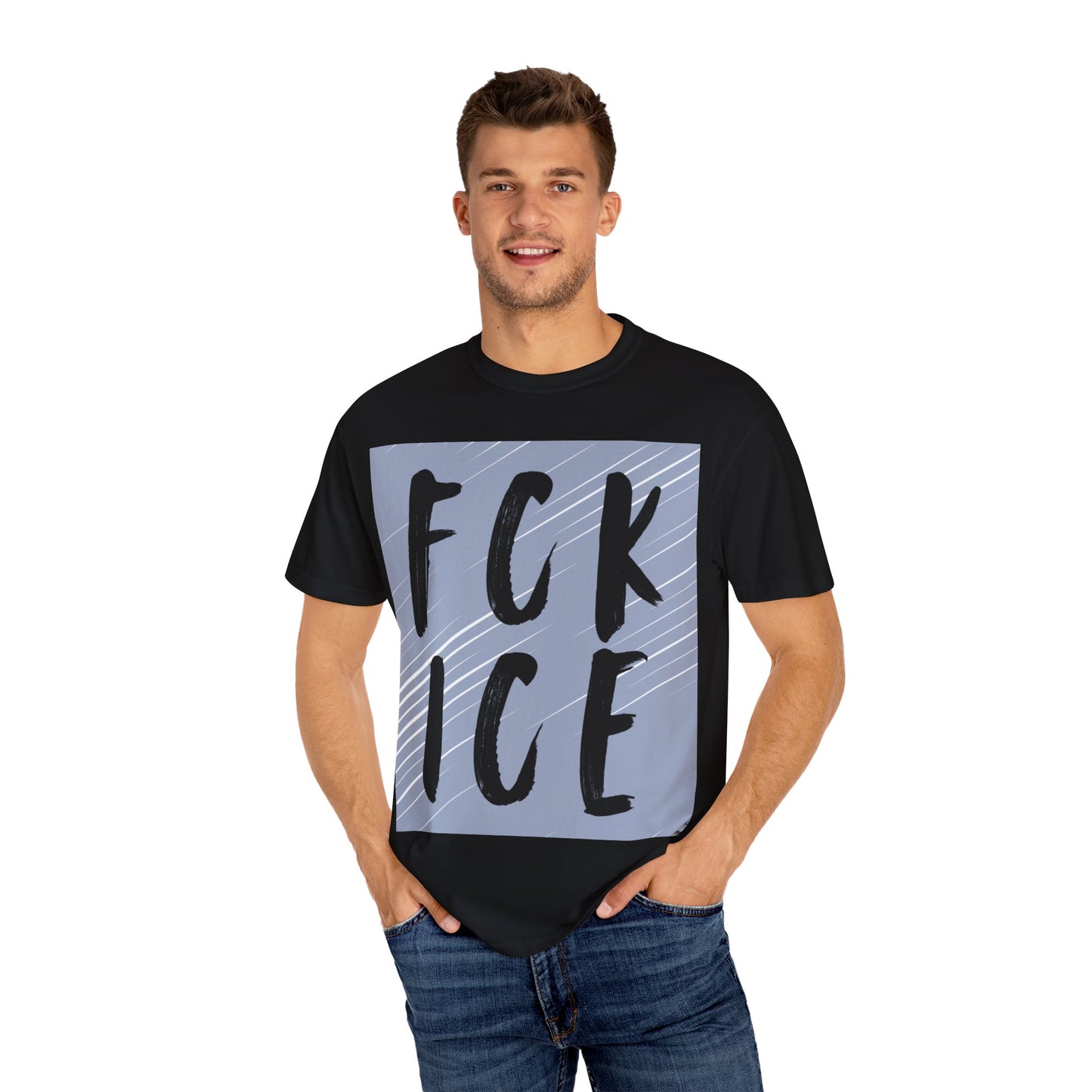 FCK ICE Unisex Garment-Dyed T-shirt, Casual Graphic Tee, Streetwear, Unique Gift, Everyday Wear, Cool Summer Style