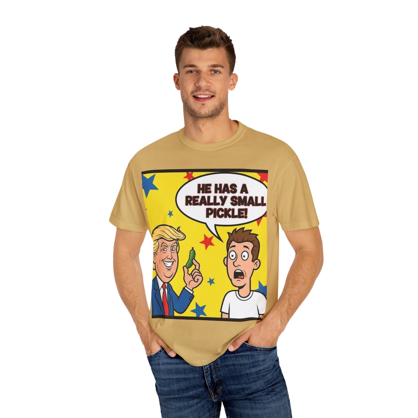 Humorous Political T-shirt: 'He Has a Really Small Pickle', Funny Gift, Unisex Tee for Parties, Elections, Political Events