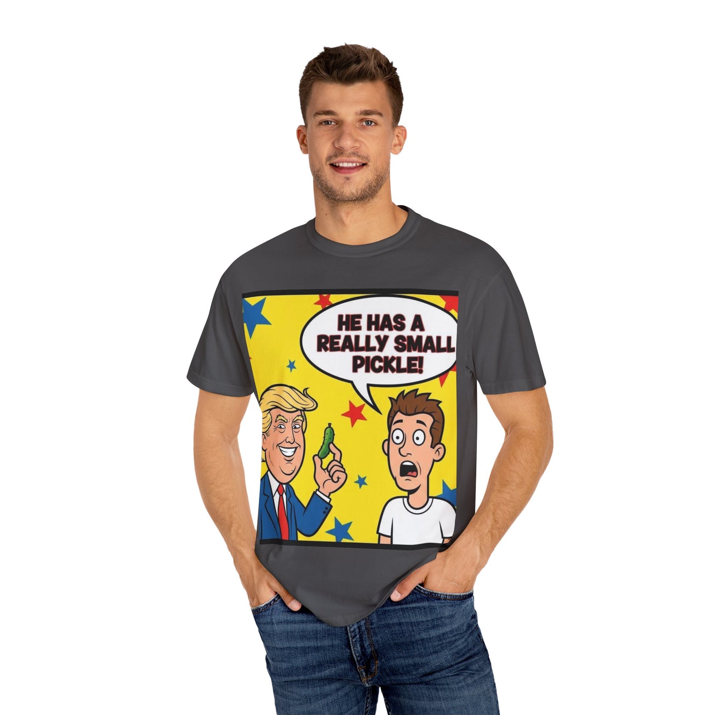 Humorous Political T-shirt: 'He Has a Really Small Pickle', Funny Gift, Unisex Tee for Parties, Elections, Political Events