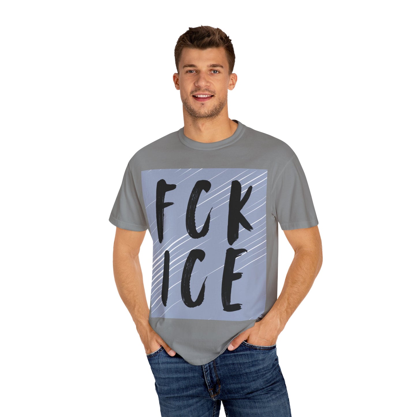 FCK ICE Unisex Garment-Dyed T-shirt, Casual Graphic Tee, Streetwear, Unique Gift, Everyday Wear, Cool Summer Style
