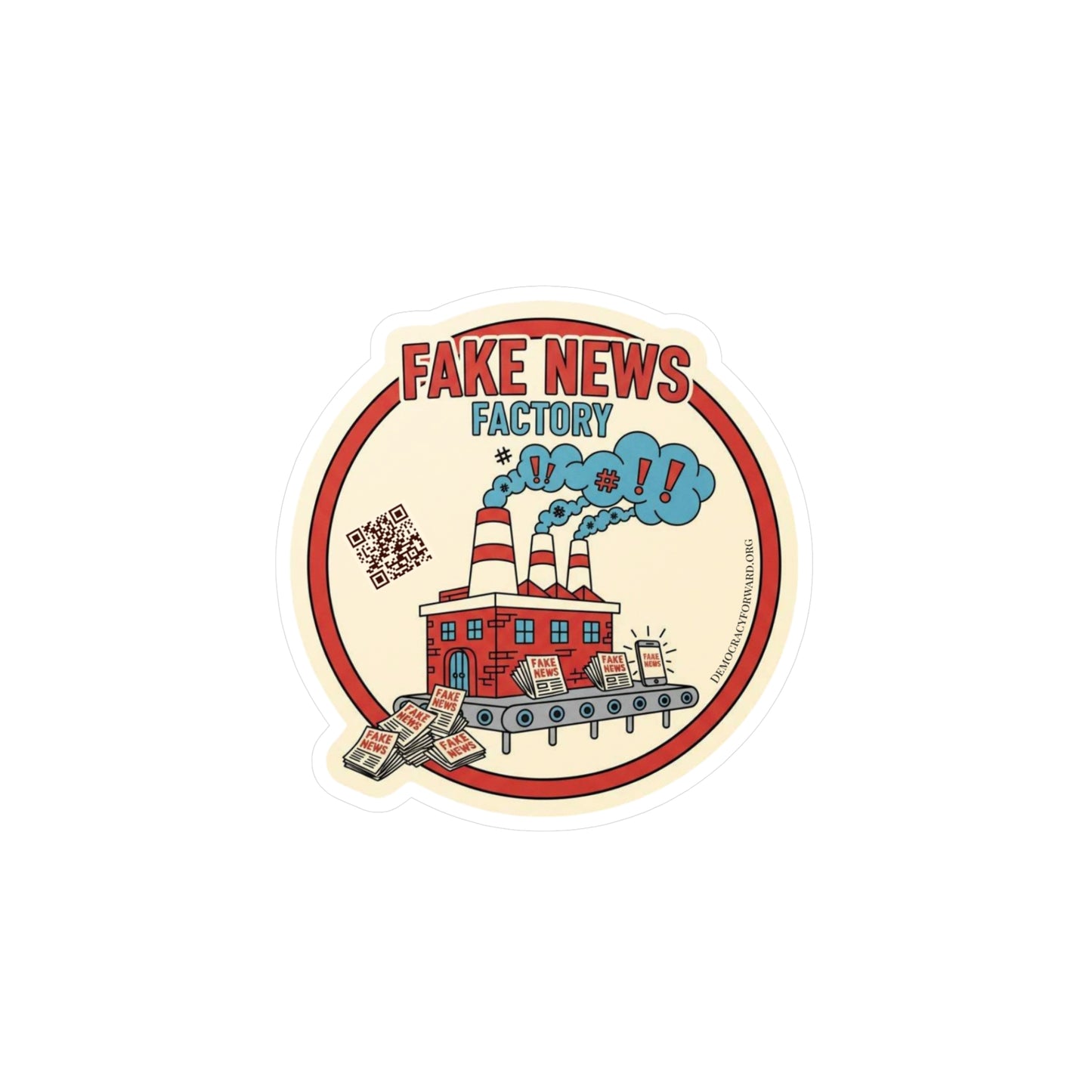 Fake News Factory Kiss-Cut Vinyl Decals | Trendy Stickers for Laptops, Water Bottles, Journals, Car Decor, Gift Ideas