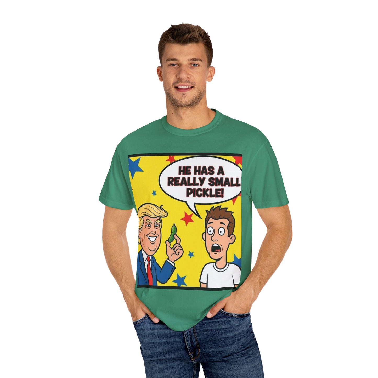 Humorous Political T-shirt: 'He Has a Really Small Pickle', Funny Gift, Unisex Tee for Parties, Elections, Political Events