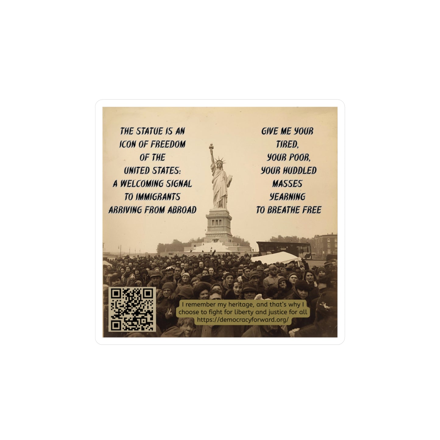 Vinyl Decal Stickers - Statue of Liberty, Immigrant Rights and American Heritage Inspirational Design