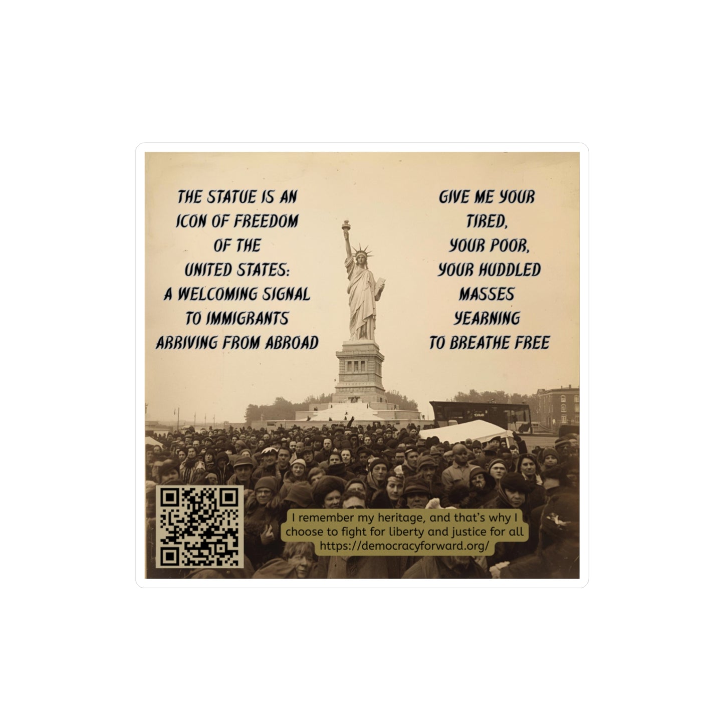 Vinyl Decal Stickers - Statue of Liberty, Immigrant Rights and American Heritage Inspirational Design