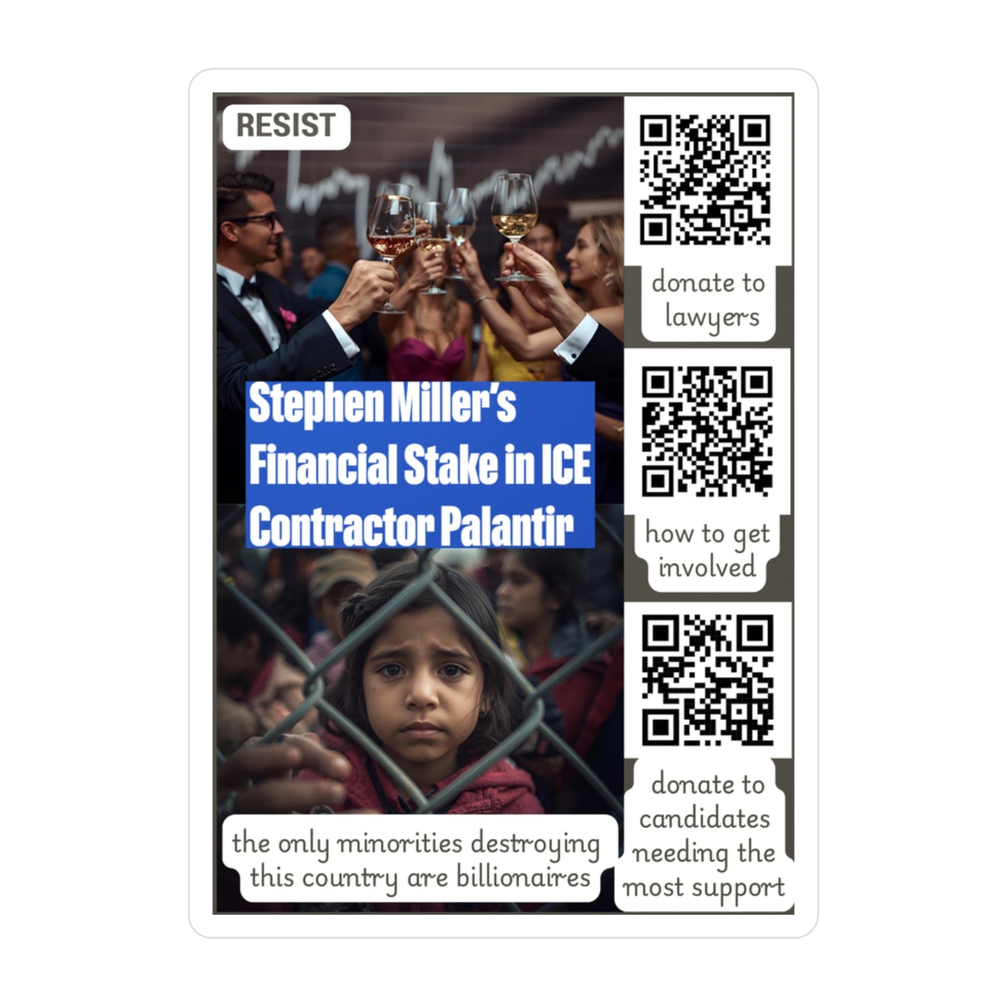 Vinyl Decal Sticker - Protect Immigrant Communities and Stop ICE Funding